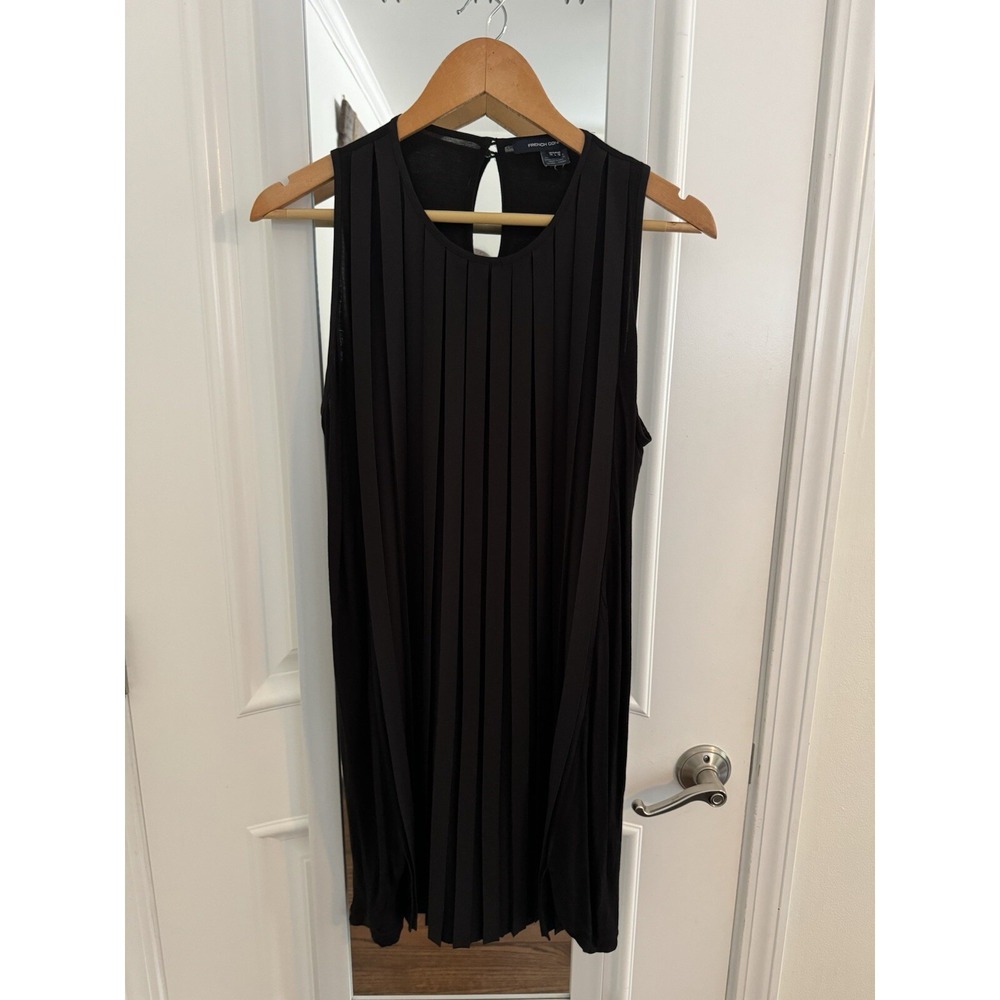 French Connection Dress Women's Size 14 Black Sleeveless Pleated Knee Length